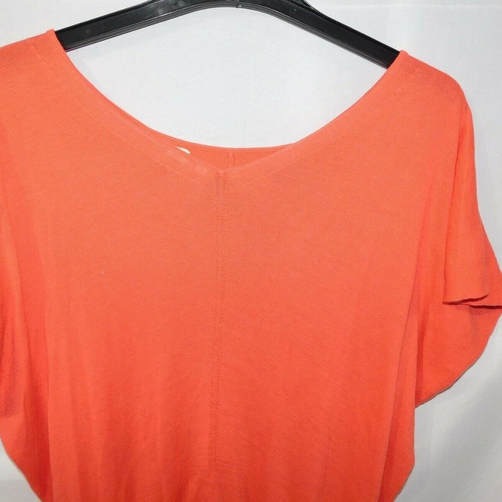 Anthropologie MOTH Orange Knit Short Flutter Sleeve Sweater Womens M - Picture 7 of 8